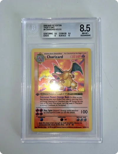 Pokemon Base Set Charizard Holo Card 4/102 1st First Edition BGS 8.5 High Subs